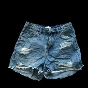 H&M High Waisted Denim Distressed Shorts